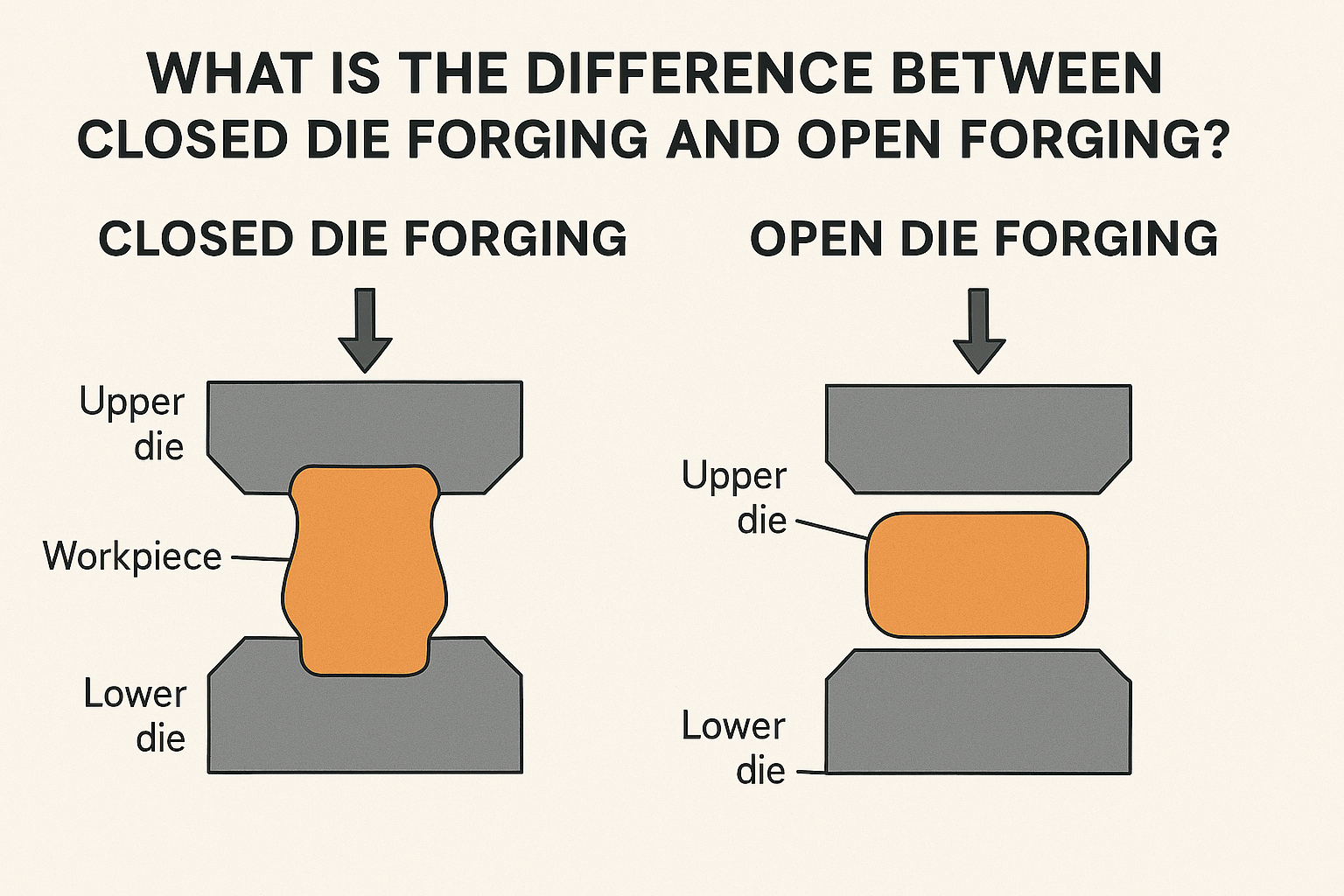 What is the difference between closed die forging and open die forging?